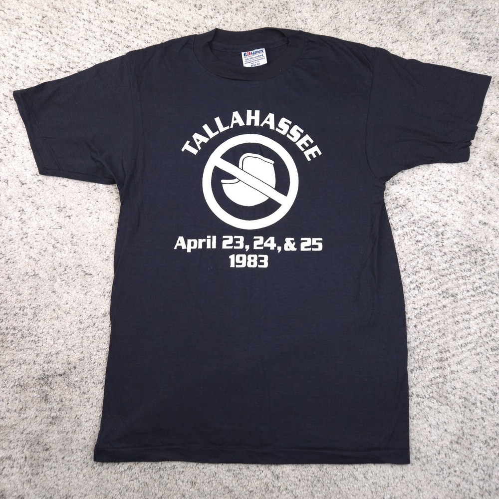 VTG Biker T-Shirt Adult Medium Small Hanes 50/50 Helmet Run Law 80s Motorcycle
